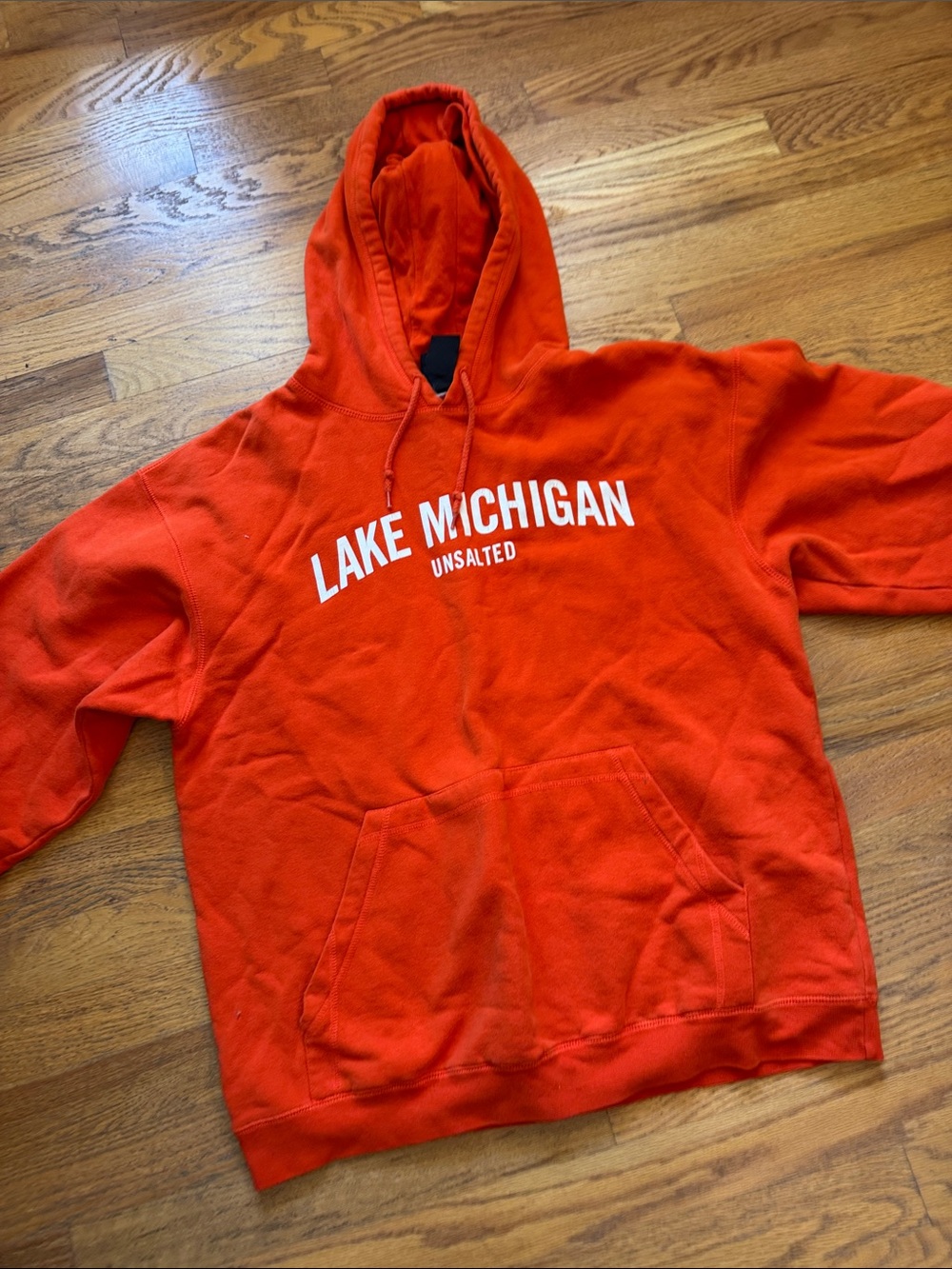Lake Michigan Unsalted Orange Hooded Crewneck Sweatshirt